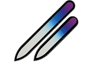 Kryształowy pilnik do paznokci – Mont Bleu zestaw składający się z 2 kolorowych szklanych pilników do paznokci w torbie z czarnego aksamitu – prawdziwe szkło hartowane z Czech – ręczne wykonanie – zestaw pilników do paznokci