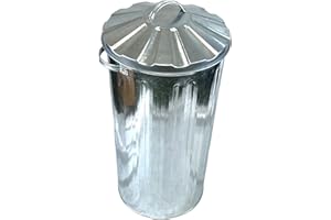 EasyShopping NEW Small Medium Large 15L 30L 40L 45L 60L 90L 110L Litre Metal Galvanised Home Garden Bin Leaves Paper Wood Rubbish Dustbin Made In U. K. (45 Litre)