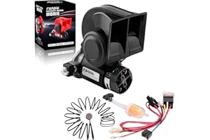 FARBIN Klaxon de Voiture Compact 12V 130db Corne a Air Moto Klaxon Escargot électronique Train avec Relais Faisceau de Câble Bouton Poussoir Commutateur pour Voiture Camion Suv Nior