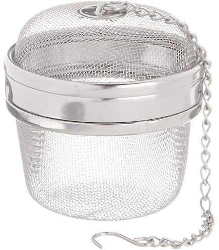 GEFU 12911 Infusio Colino Per Spezie E Erbe Aromatiche, Filtro Da Tè In Acciaio Inox, Extra Large Con Catena, Lavabile In Lavastoviglie