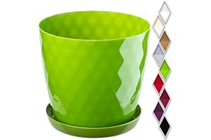 KADAX Pot de Fleurs en Plastique avec Soucoupe Intégrée, Pot de Plante pour Une Décoration Florale Moderne dans l'espace Interieur (30 cm, Vert)