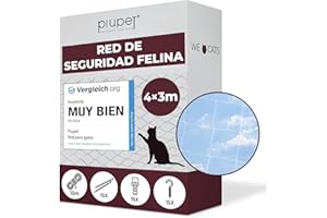 PiuPet® Red para Gatos I 4x3m I Transparente I para Balcón y Ventana I Incluye Set de fijación I Red para Gatos terraza I Red para Gatos Balcon | Protector Ventana Gatos | Red Proteccion Gatos