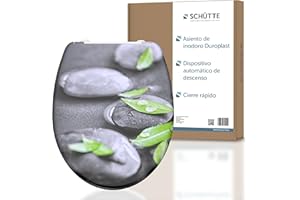 SCHÜTTE Stones - Asiento de inodoro de plástico termoestable Duroplast con descenso automático, tapa de inodoro con diseño y cierre rápido para la limpieza, carga máx. 150 kg