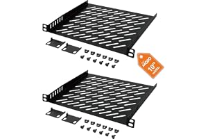 Tecmojo 10 tum 0,5U 200mm djup Hylla, Montering Fram för 10" Serverskåp, Ventilerad Bricka, Förbättrad Luftcirkulation, 2 Sty