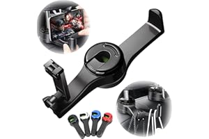 ViMOQi 2 in 1 Car Hooks for Bags with Headrest Phone Holder,360°Rotatable Headrest Hooks,Heavy Duty Car Accessories Purse Hook,Car Seat Storage Organiser for Cloth Grocery Bag,Handbag
