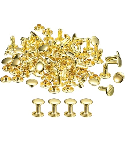 100 Set Doppio Cappuccio Rivetto per le Riparazioni Artigianali in Pelle Decorazione, Doppio Cappuccio Rivetto Tubolari in Metallo Borchie Kit 10 × 8mm per DIY, Borsa, Scarpe Riparazioni(Bronzo