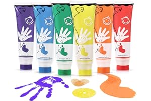 TOGOU2S Fingerfarben Kinder Ungiftig Mit Schwammkopf 6 Farben Waschbar 75 ml/Schlauch Baby Abdruckset, Fingerfarben Geeignet Für Geschenke Zur Früherziehung Von Kindern, Handgefertigte Malerei