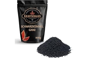 ‎KRAUTSCHMAUS Krautschmaus Schwarzkümmelsamen ganz 200g, Schwarz Kümmel, Schwarzkümmel Samen, Schwarzkümmelsaat, Schwarzkümmelkörner ohne Zusatzstoffe