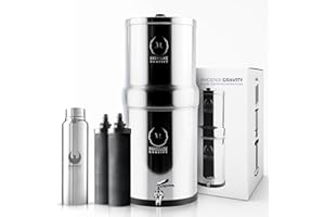 Phoenix Gravity - Sistema de filtro de agua para encimera de acero inoxidable AISI 304 de 12 litros con certificación NSF, 2 cartuchos Smart Carbon (negros) y grifo de acero inoxidable incluido.