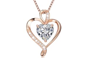 LAVUMO Herzkette 925 Silber Rosegold Gold Damen Halskette - Herz änhänger Silber Kette Damen Schmuck Geschenk für Frau Frauen MaMa Freundin an Geburtstags Weihnachten Valentinstag Hypoallergen Ketten