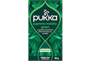 Pukka Tè, Supreme Matcha Green, Thé Verde Biologico, Foglia Intera e Polvere di Thé Matcha, Senza Caffeina, Ingredienti Selezionati in Modo Etico, Per Essere al Meglio, 20 Filtri