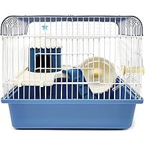 PawHut Hamsterkooi met platform, waterfles, wiel, speelhuis, 34 x 27 x 25 cm, roze