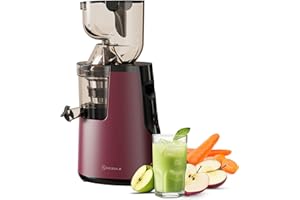 Nebula Grande Exprimidor Lento De Prensa En Frío | Máquinas Para Fruta Y Verdura Entera | Boca Ancha, Libre De BPA, 45RPM, Motor Comercial, Fácil Limpieza | Rojo Profundo