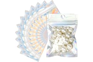 G2PLUS 9x12cm Kleine Druckverschlussbeutel, Weiß Mylar Beutel Folienbeutel, 100 Stück Frosted Verschließbare Plastiktüten Verwendet für die Lagerung von Süßigkeiten/Proben