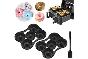 CILUONAVI 3 Stück Ninja Heißluftfritteuse Zubehör, Silikonform Donuts Backform Airfryer Zubehör Kompatibel Ninja AF400EU, AF500EU, AF300EU, AF451EU, SL400EU, Ölpinsel Enthalten