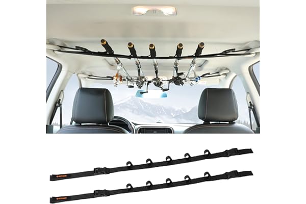 Roylvan Sangles de Support de Canne à Pêche pour Voiture, Porte-Canne à Pêche Réglable pour Véhicule, Ceinture de Support de Rangement de Canne à Pêche pour Voiture, Wagon, Camion, SUV