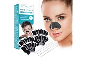 SCOBUTY Tiras Nasales De Eliminación De Puntos Negros,Tiras De Espinillas,Blackhead Nose Strips,Nose Strips,Tiras De Limpieza Profunda,con Herramienta para Quitar Espinillas Acero Inoxidable,25 Piezas