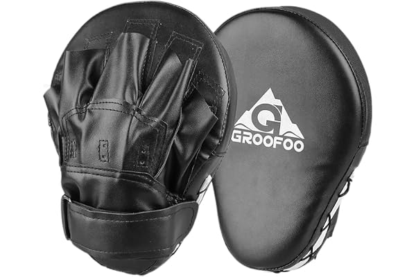 GROOFOO Pattes d'ours Boxe 1 Paire Pads de Boxe Cuir Bouclier Courbe pour Boxe Taekwondo Muay Thaï MMA Cible Pad pour Enfants et Adultes