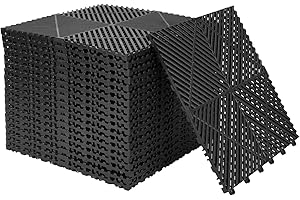 petour 20 Stück PP Garagenboden 40x40cm Garagenbodenfliesen Ineinandergreifende Garagenboden matten, Garagen Drainagematte für Garage, Innen Außen,Schwimmbäder,Tragfähigkeit;3200KG(3.2m²) (Schwarz)