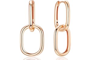 Chriscoco Kolczyki damskie, srebro próby 925, kreolki, hipoalergiczne kolczyki Huggie w kształcie kropli, kolczyki kreole z zawieszką, biżuteria dla kobiet i dziewcząt, wiszące, złote, srebrne, różowe