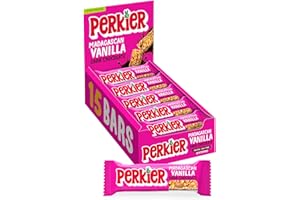 Perkier Madagascan Vanilla & Dark Chocolate Snack Bars (15 Pack) – Vegan – Gluten Free – Protein – High Fibre – Lower Sugar - Natural Ingredients – Lower Calorie – Healthy – No Palm Oil
