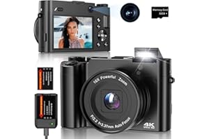 DUOCH Digitalkamera Fotokamera Vlogging Kamera 64MP 4K mit Front und Rückobjektiv, 16X Zoom, 3" IPS‑Bildschirm, 32GB Karte, Webcam & Vlog‑Funktion Perfekte Kompakte Kamera Fotokamera für Teens, Einsteiger