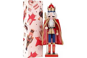‎COMBIUBIU COMBIUBIU 38 cm Nussknacker Figuren Holz Nussknacker Soldaten,Traditionelle Weihnachten Nussknacker Figuren Deko aus Kiefernholz für Zuhause Weihnachtsdekoration Weihnachtsschmuck, (Rot)