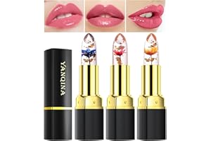 Bekoeen Set de rouge à lèvres changeant de couleur Flower Jelly, brillant à lèvres Magical Crystal, hydratation longue durée, dissimule les rides et ridules des lèvres (pink)