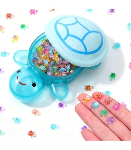 20 Kleurrijke Mini Hars Schildpadjes – Glow In The Dark Met Glitter, 3,1 Cm, Voor Terrarium, Aquarium En Minituin