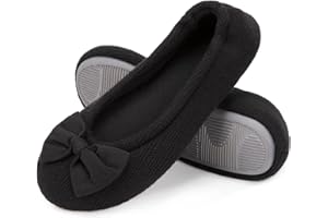 EverFoams Women's Ballerina Slippers Lightweight Comfy Memory Foam House Shoes with Stretchable Heel Design