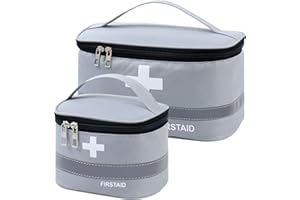 Olymajy 2 Pieces First Aid Kit Bags, Empty Medicine Bags, First Aid Bag Portable Grey Medical Medicine Bags for Outdoor Camping, Travel, Work (Deep Grey)