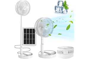 Ceboic Ventilatore a Piantana con Pannello Solare, Ventilatore da Tavolo Silenzioso USB Ricaricabile, 3 Velocità e Altezza Regolabile Ventilatore da Scrivania Portatile per Ufficio Casa Campeggio