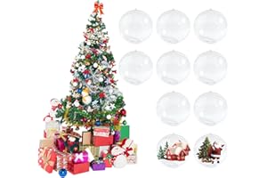 GGISUI 20 Pezzi Palline di Natale Trasparenti, 8cm Palline Trasparenti Apribili Palline Natale, Riempire Palline di Natale Plastica Trasparente per Decorazioni Albero di Natale