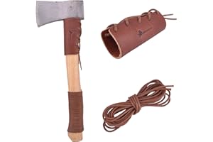 WAYNE'S DOG Leather Axe Collar Guard, Axe Handle Wraps Covers for Gardening Picks or Camping Axes Protector (Axe Collar 02 + Leather Cord)