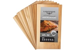 Langxinese Wider 12 PK, Cedar Planks for Grilling Salmon,10"x 5.75" Better Smoking, Add Smoky Flavor to Salmon, Veggies, Restaurant Quantity
