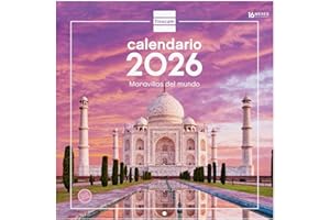 Finocam - Calendario de pared 2026 30x30 cm Mes Vista Enero - Diciembre 2026 + Sep.- Dic. 2025 (4 meses) reducidos | Calendario 2026 | Imágenes Maravillas del mundo - Español