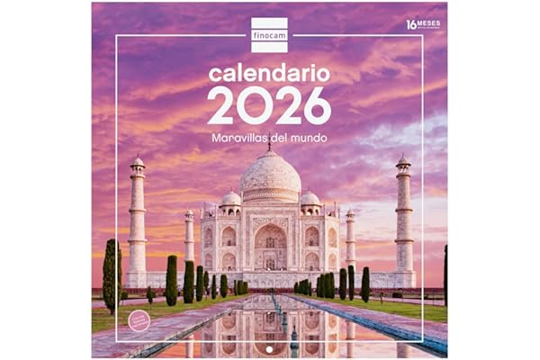 Finocam - Calendario de pared 2026 30x30 cm Mes Vista Enero - Diciembre 2026 + Sep.- Dic. 2025 (4 meses) reducidos | Calendario 2026 | Imágenes Maravillas del mundo - Español