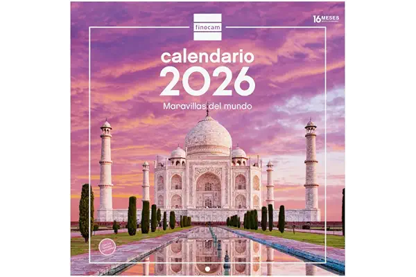Finocam - Calendario de pared 2026 30x30 cm Mes Vista Enero - Diciembre 2026 + Sep.- Dic. 2025 (4 meses) reducidos | Calendario 2026 | Imágenes Maravillas del mundo - Español