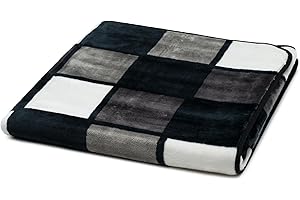 Gözze - Weiche Kuscheldecke, Cashmere Feeling, Hohes Stoffgewicht 500 g/m², Antigua, 150 x 200 cm - Anthrazit/Schwarz/Weiß