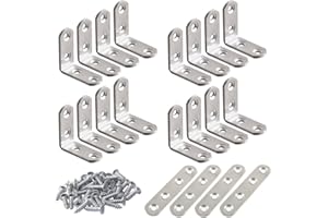 FineGood 20 Stück Edelstahl Eckstreben, 16 Stück 40 x 40 mm, 90 Grad rechtwinklig, Befestigung für Holzregal, Schrank, Stuhl, Tisch, mit 80 Schrauben
