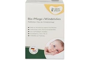 GRÜNSPECHT Bio-Pflege-/Windelvlies, Einlage für Stoffwindeln, 100% biologisch abbaubar, weich, reißfest & saugstark, Spendersystem für Wickeltisch, 70 Blätter (699-00)
