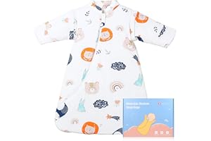 NesriToy Baby Schlafsack Winter, 𝟏𝟎𝟎% Baumwolle 𝟑.𝟓 𝐓𝐎𝐆 Babyschlafsack Kinder, Elephant Schalfsack Schlafanzug Baby Winter mit Abnehmbaren Ärmeln für Neugeborene, Extra Weich(0-6 Monate)