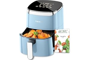 Fabuletta Heißluftfritteuse 4L, 9-in-1 Air Fryer, Max 230℃ Heissluft Fritteusen, Digitalem LED-Touchscreen AirFryer, Rapid Air und Fettentfernungstechnologie, Vorheizen, Shake-Modus (Blue)
