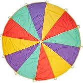 THE TWIDDLERS Rainbow Parachute Large Iris XL with 12 Handles for Kids (3.7m) - Indoor/Outdoor Group Set for Children's Schoo