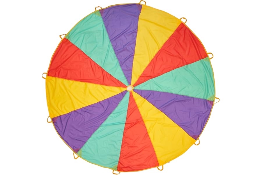 THE TWIDDLERS 12ft Children’s Play Parachute (3.6m) with 12 Reinforced Handles - Medium Rainbow Parachute for Nursery, PE Lessons, Garden Games & Kids' Parties