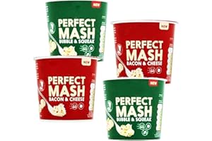 ASOKOBOX Instant Mash Potato Pots Bundle - Bubble and Squeek Bacon and Cheese 4 x 55g - Gluten Free