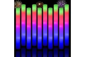 NICWHITE 10pcs Foam Glow Sticks, Foam Light Up Sticks Glow in The Dark Party Supplies with 3 Mode Colorful Flashing, LED Foam Sticks Neon Party Favors for Wedding, Birthday, Halloween, Raves, Concert, New Yea