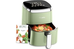 Fabuletta Heißluftfritteuse 4L, 9-in-1 Air Fryer, Max 230℃ Heissluft Fritteusen, Digitalem LED-Touchscreen AirFryer, Rapid Air und Fettentfernungstechnologie, Vorheizen, Shake-Modus (Green)
