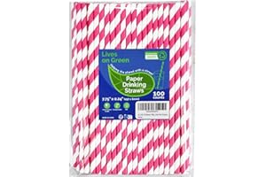 Lives on Green Cannucce di carta a righe rosa caldo, 19,7 cm, non confezionate, 100 pezzi, per feste, matrimoni, cocktail, bevande