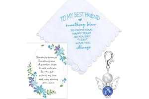 MKISHINE Something Blue for Bride Gift for Bride from Maid of Honor Best Friend Wedding Gift to Bride from Bridesmaid Bridal Blue Handkerchief, Something Blue Angel Gift, Bridal Shower Gift, Blue
